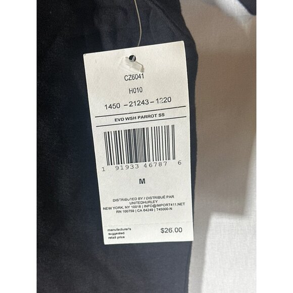 Hurley Men's Everyday Washed Parrot Short Sleeve T-Shirt, Black, Size M, NWT - Picture 4 of 5